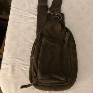 Men's Dark Brown Suede Belt Bag